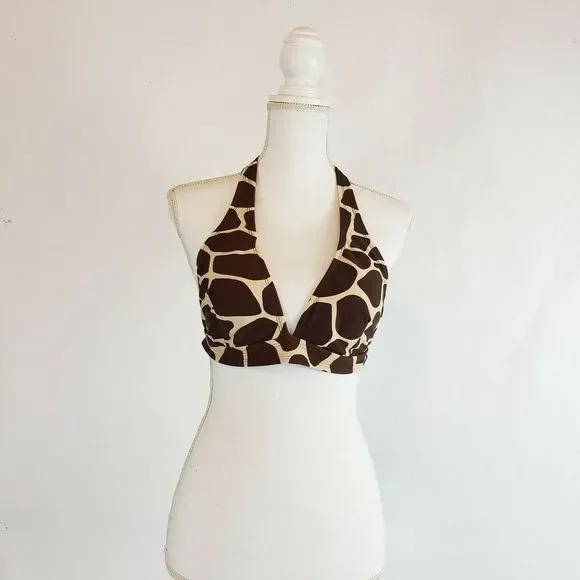 ISSAC MIZRAHI Animal Girafee Print Bra Top Size L - Picture 2 of 7